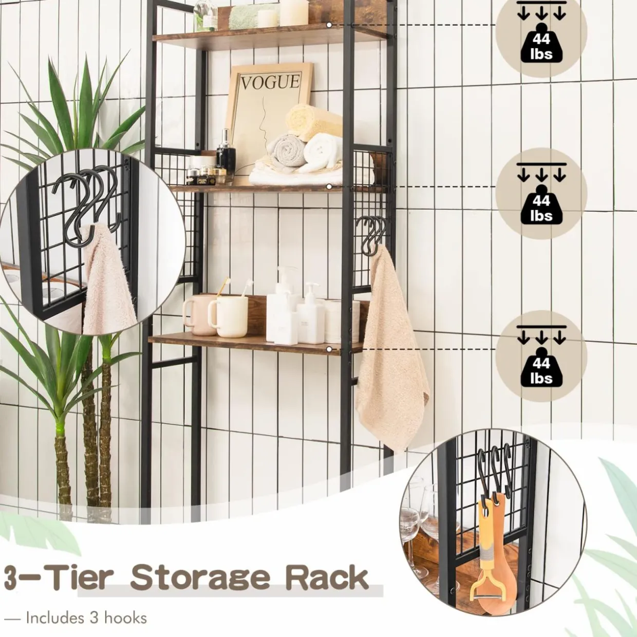 3-Tier Over-The-Toilet Storage Rack