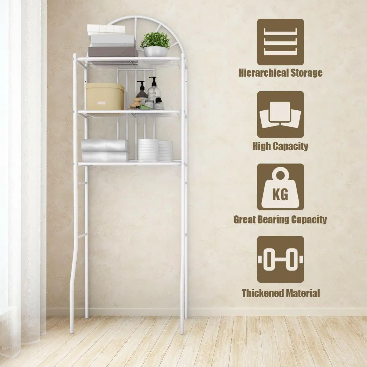3-Tier Toilet Shelf Bathroom Space Saver Chrome Over The Toilet Shelf Organizer