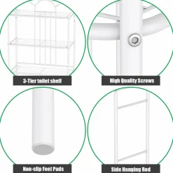 3-Tier Toilet Shelf Bathroom Space Saver Chrome Over The Toilet Shelf Organizer