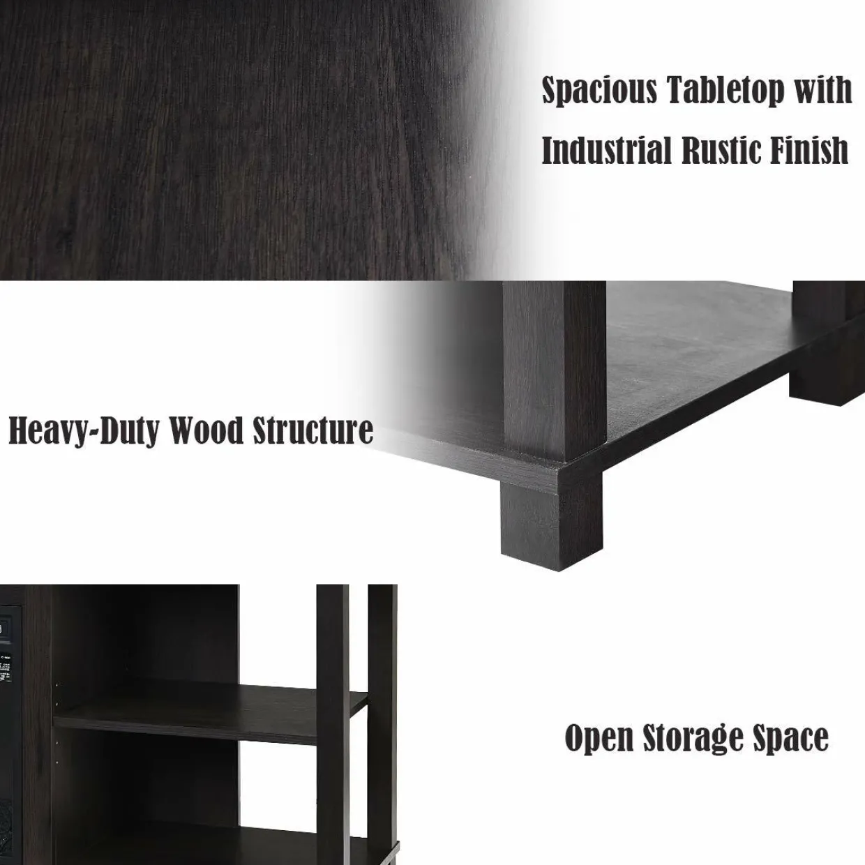2-Tier TV Stand, Entertainment Television Stands Suitable for 18" Electric Fireplace (Not Included)