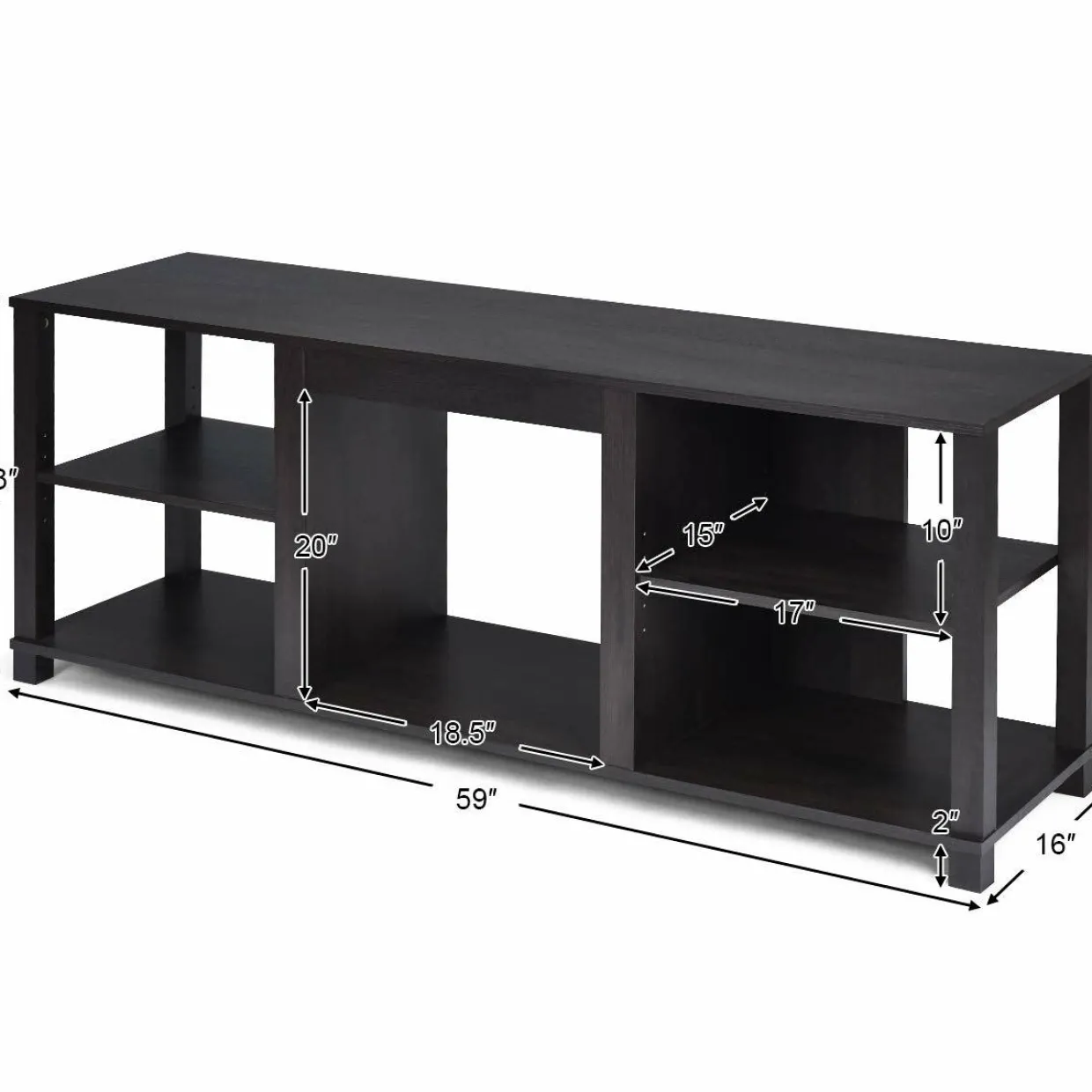 2-Tier TV Stand, Entertainment Television Stands Suitable for 18" Electric Fireplace (Not Included)