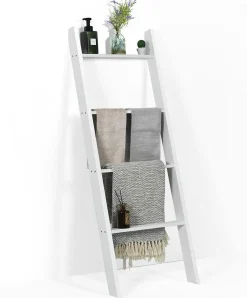 4-Tier Wooden Blanket Ladder, 4.5 ft Farmhouse Storage Rack