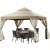 2-Tier 10x10 Feet Patio Gazebo, Outdoor Patio Fully Enclosed Gazebo Canopy Tent w/ Netting