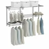 3 to 5 FT Custom Closet Organizer System Kit, Wall-Mounted Storage Organizer with Wire Shelving and Hanging Rods
