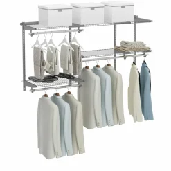 3 to 5 FT Custom Closet Organizer System Kit, Wall-Mounted Storage Organizer with Wire Shelving and Hanging Rods