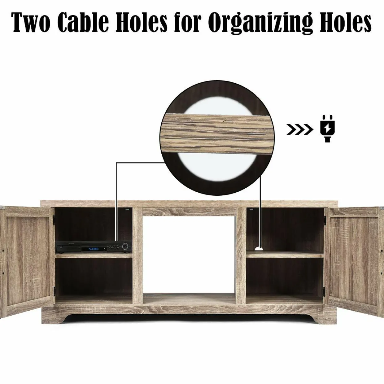 65" TV Stand, Storage Cabinet Console, Television Console (Fireplace not Included)