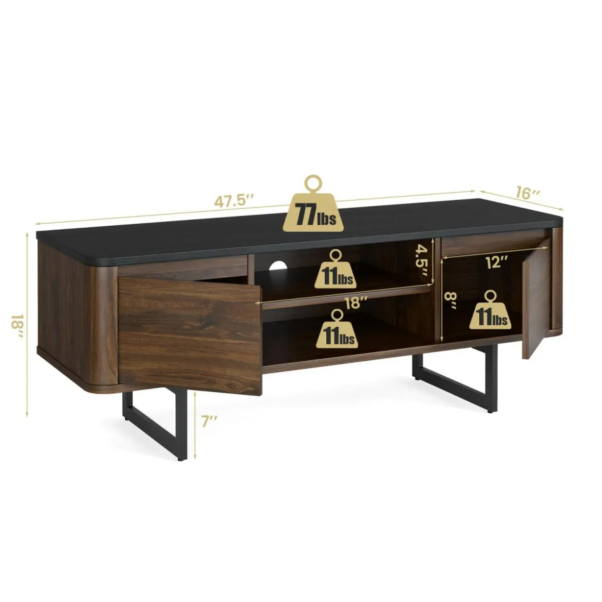 TV Stand with Storage for TVs up to 55 Inch, 2-Door TV Console Table