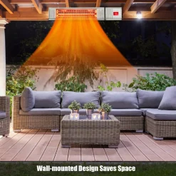 1500W Wall Mount Patio Heater, Indoor/Outdoor Infrared Heater w/ Remote Control
