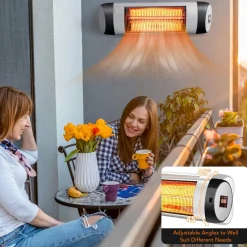 1500W Wall-Mounted Patio Heater, Outdoor Infrared Heater w/ Remote Control