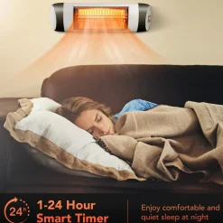 1500W Wall-Mounted Patio Heater, Outdoor Infrared Heater w/ Remote Control