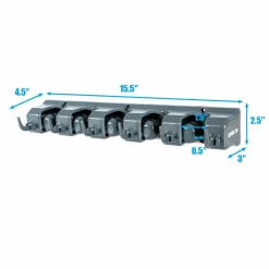 Wall Mount Mop Broom Holder, Hanging Broom Organizer w/ 5 Slots & 6 Hooks
