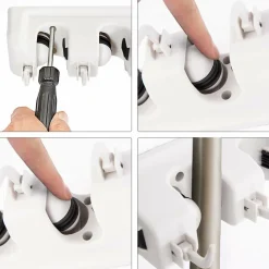 Wall Mount Mop Broom Holder, Hanging Broom Organizer w/ 5 Slots & 6 Hooks