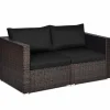 Wicker Loveseat 2 Piece, Patio Furniture Couch with Removable Cushions