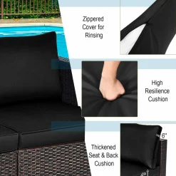 Wicker Loveseat 2 Piece, Patio Furniture Couch with Removable Cushions