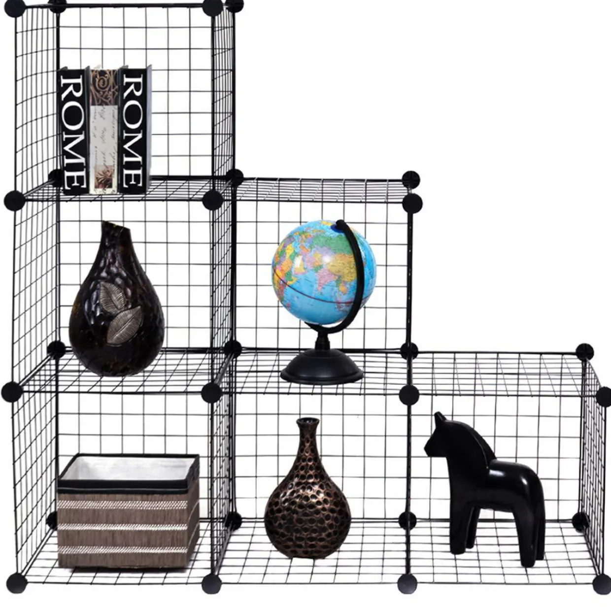 Wire Storage Cubes, Metal Grids Book Shelf