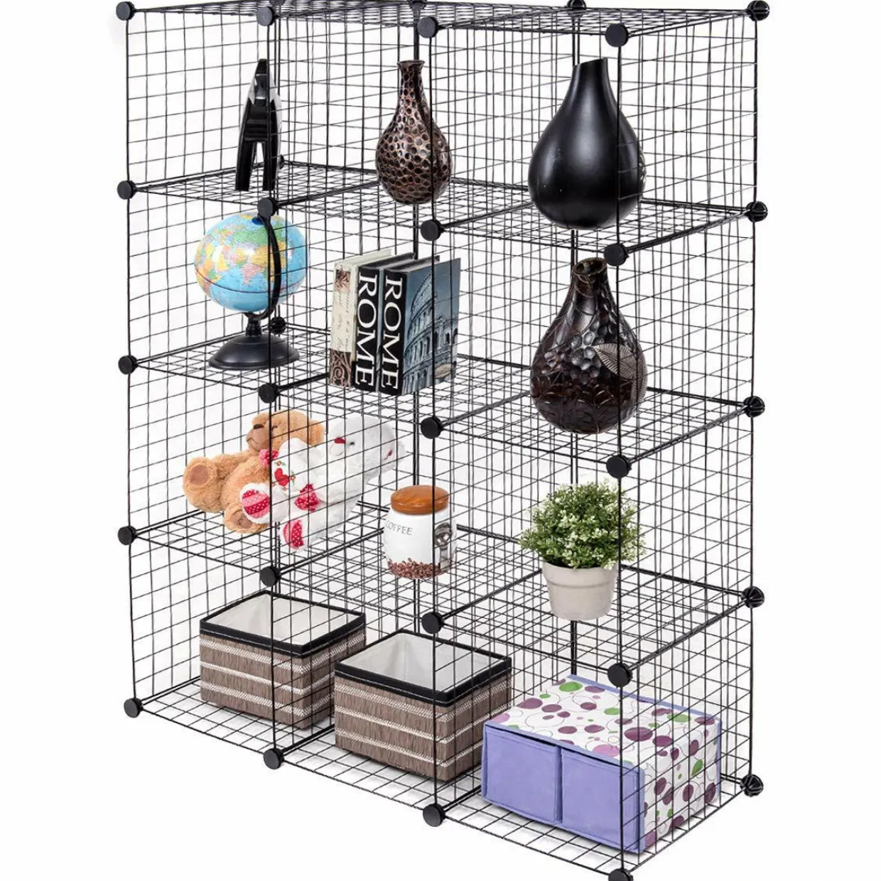 Wire Storage Cubes, Metal Grids Book Shelf