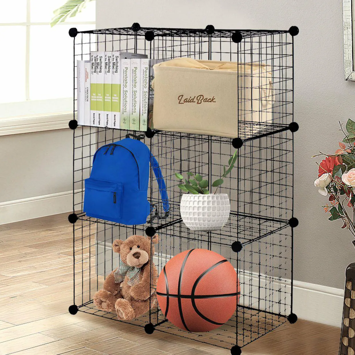 Wire Storage Cubes, Metal Grids Book Shelf