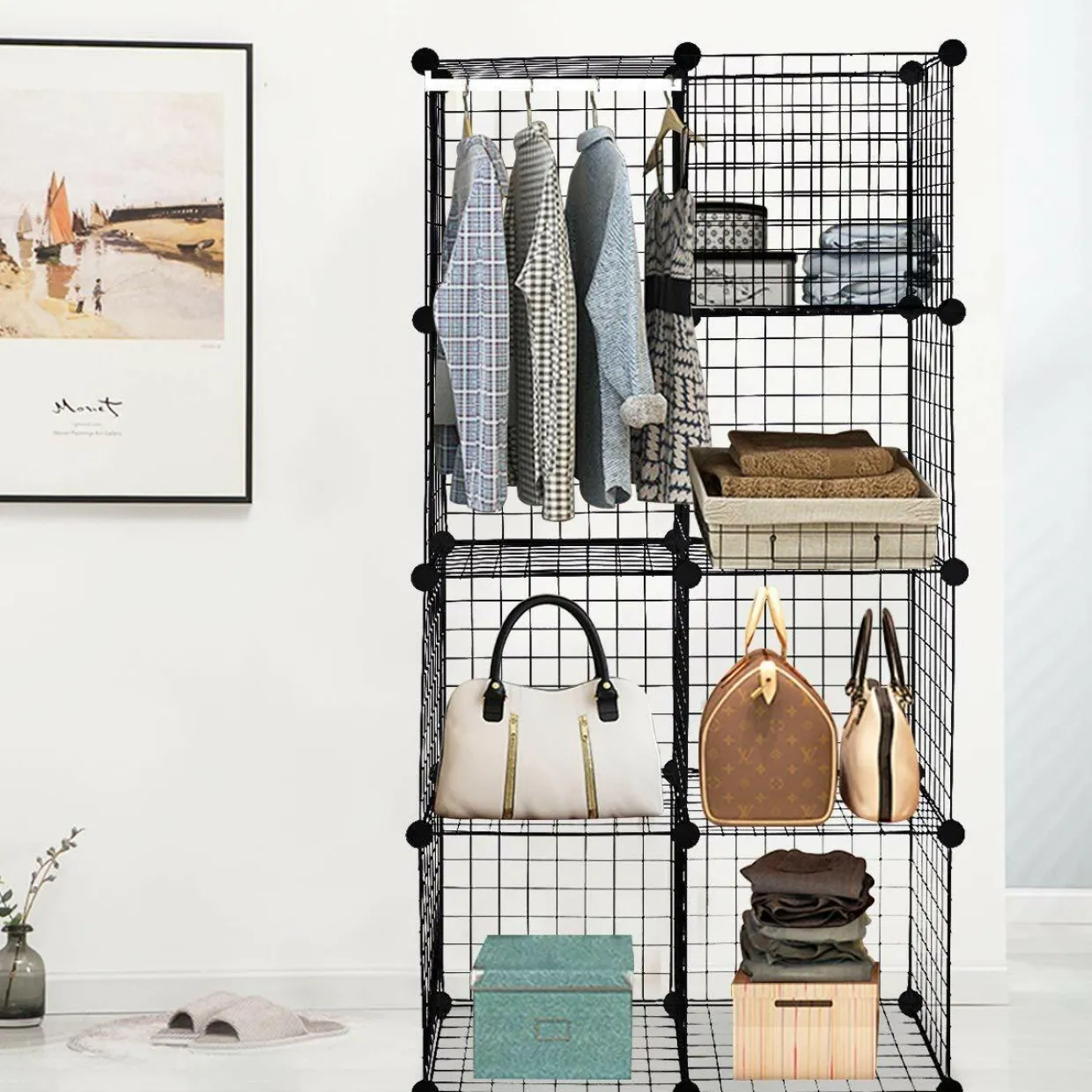 Wire Storage Cubes, Metal Grids Book Shelf