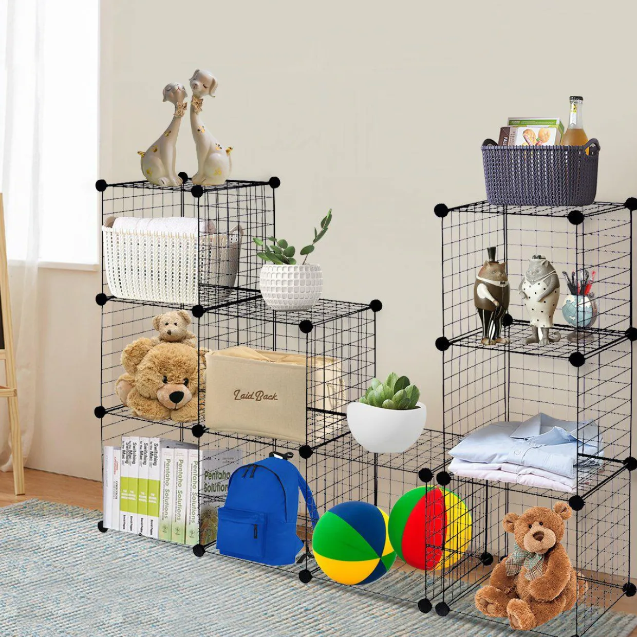 Wire Storage Cubes, Metal Grids Book Shelf