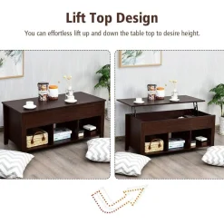 Wood Lift Top Coffee Table, Modern Coffee Table