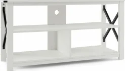 Wood TV Stand with Open Shelves and X-Shaped Frame, 3 Tier Entertainment Center for 55-Inch TV