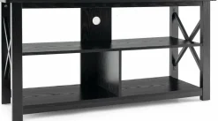 Wood TV Stand with Open Shelves and X-Shaped Frame, 3 Tier Entertainment Center for 55-Inch TV