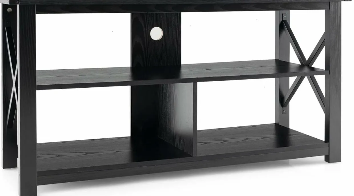 Wood TV Stand with Open Shelves and X-Shaped Frame, 3 Tier Entertainment Center for 55-Inch TV