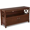 Wooden TV Stand for TVs Up to 50 Inch, X Shape Console Storage Cabinet