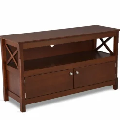 Wooden TV Stand for TVs Up to 50 Inch, X Shape Console Storage Cabinet