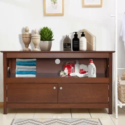 Wooden TV Stand for TVs Up to 50 Inch, X Shape Console Storage Cabinet