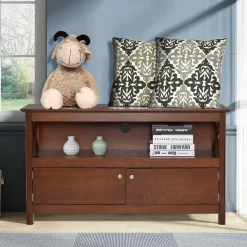 Wooden TV Stand for TVs Up to 50 Inch, X Shape Console Storage Cabinet