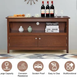 Wooden TV Stand for TVs Up to 50 Inch, X Shape Console Storage Cabinet