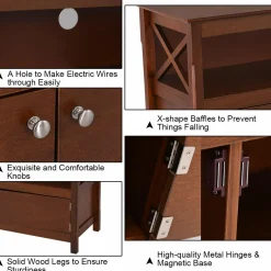 Wooden TV Stand for TVs Up to 50 Inch, X Shape Console Storage Cabinet