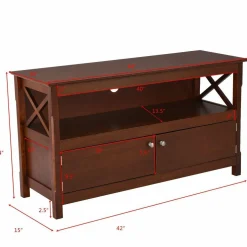 Wooden TV Stand for TVs Up to 50 Inch, X Shape Console Storage Cabinet