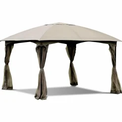 11.5 x 11.5 Feet Large Outdoor Gazebo, Fully Enclosed Canopy Gazebo with Netting
