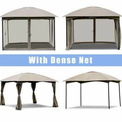 11.5 x 11.5 Feet Large Outdoor Gazebo, Fully Enclosed Canopy Gazebo with Netting