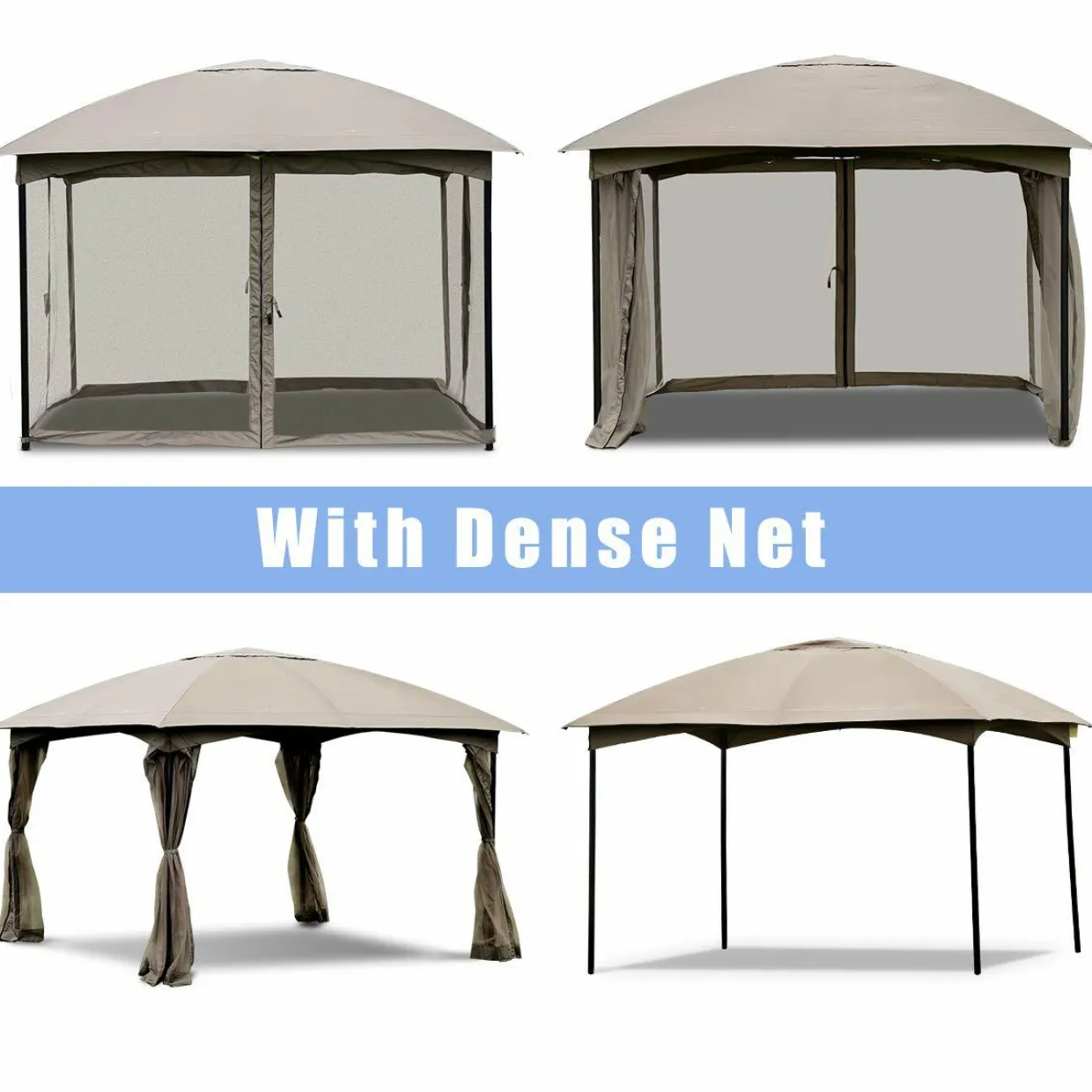 11.5 x 11.5 Feet Large Outdoor Gazebo, Fully Enclosed Canopy Gazebo with Netting