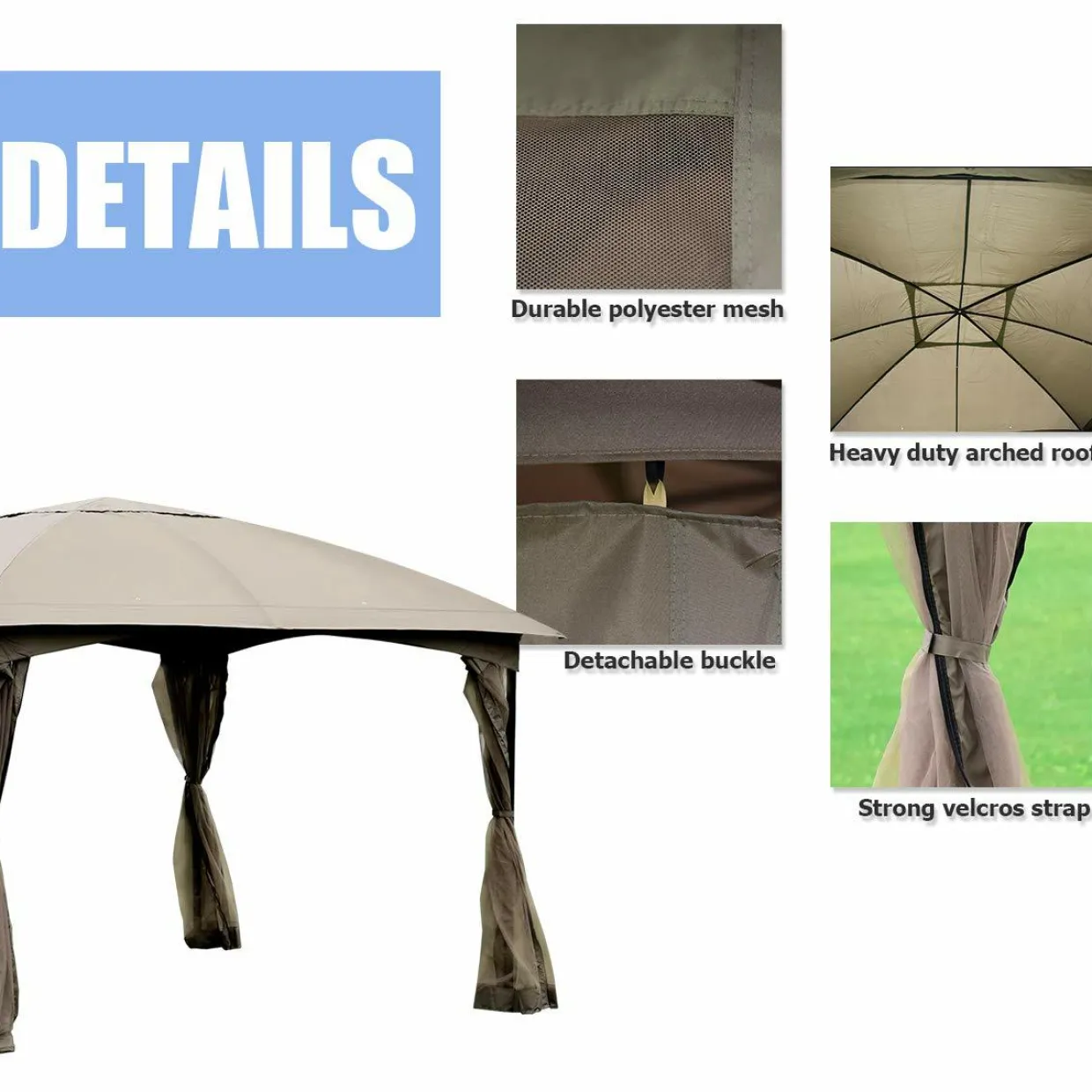 11.5 x 11.5 Feet Large Outdoor Gazebo, Fully Enclosed Canopy Gazebo with Netting