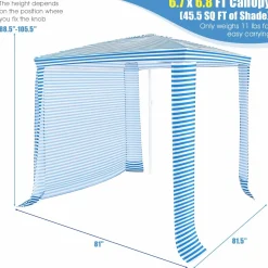 6.6' x 6.6' Foldable Beach Cabana, Easy Set-up Portable Beach Canopy w/ Carry Bag