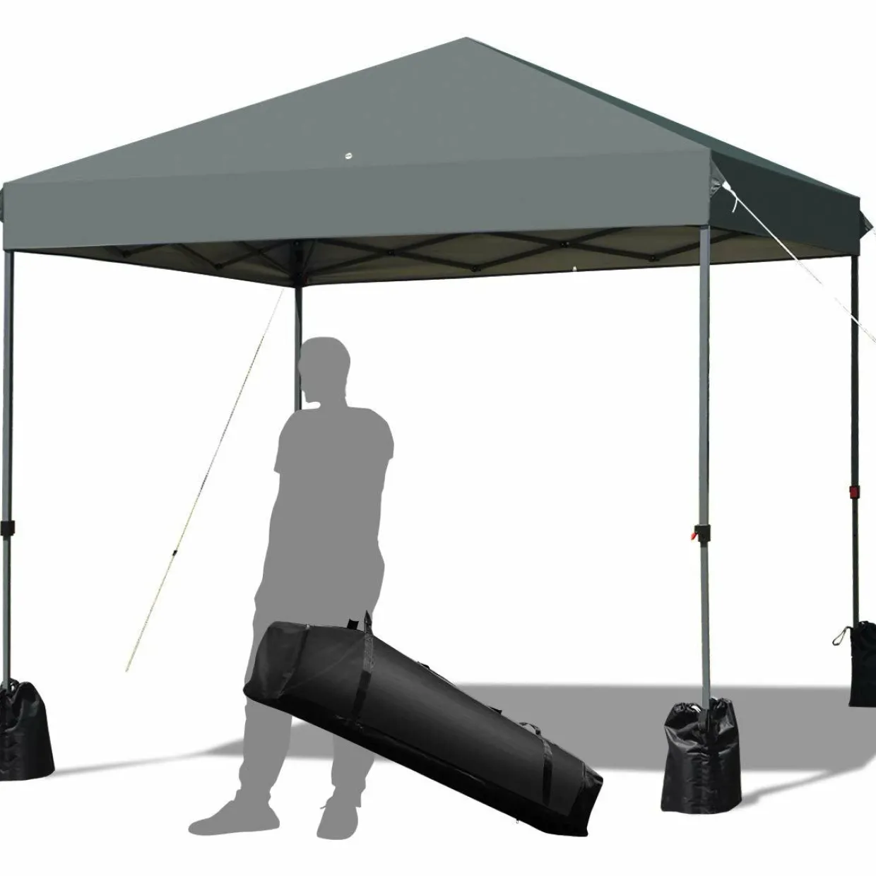 8 x 8 Ft Outdoor Pop up Canopy Tent, Outdoor Commercial Instant Shelter w/Roller Bag and Sand Bags