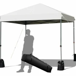 8 x 8 Ft Outdoor Pop up Canopy Tent, Outdoor Commercial Instant Shelter w/Roller Bag and Sand Bags
