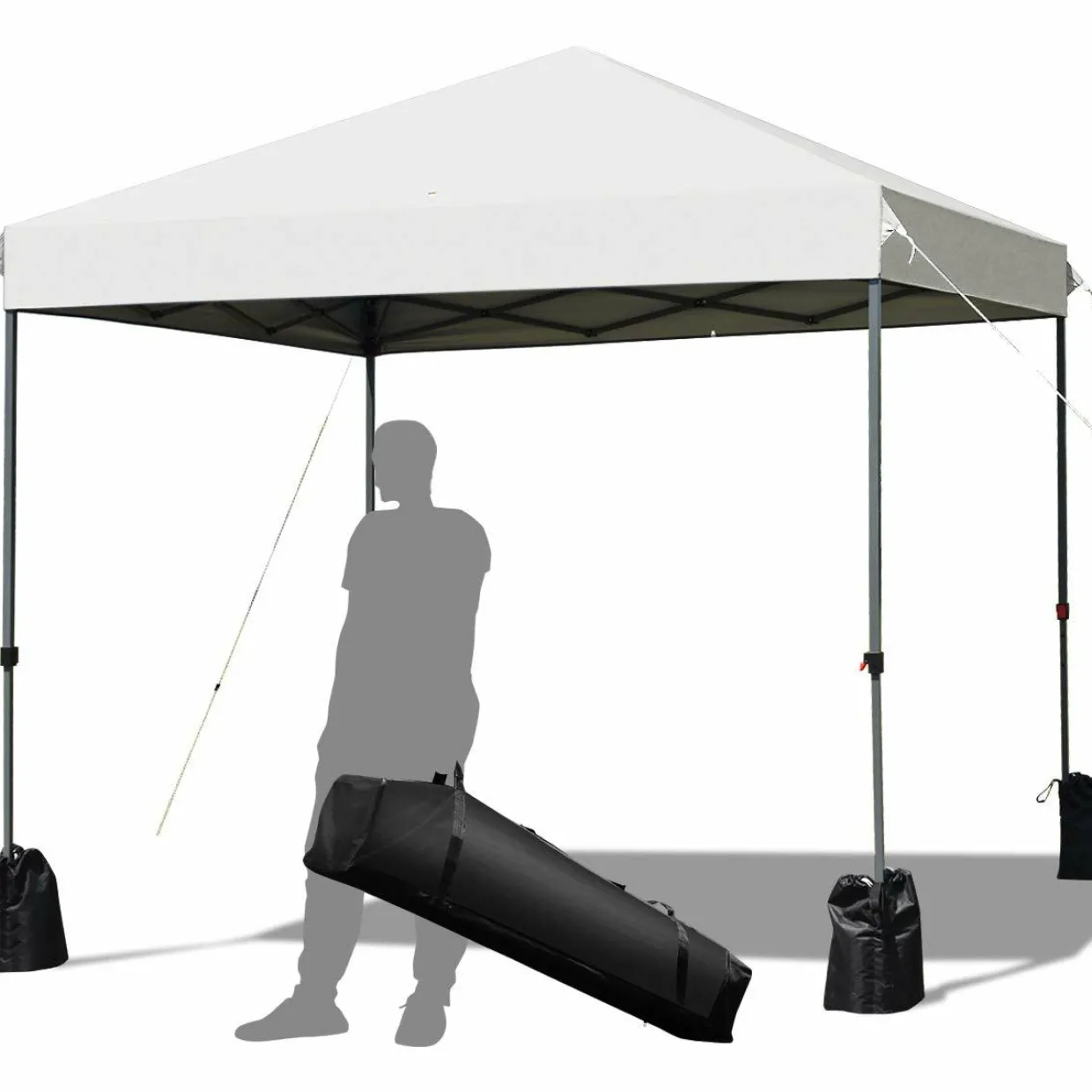 8 x 8 Ft Outdoor Pop up Canopy Tent, Outdoor Commercial Instant Shelter w/Roller Bag and Sand Bags