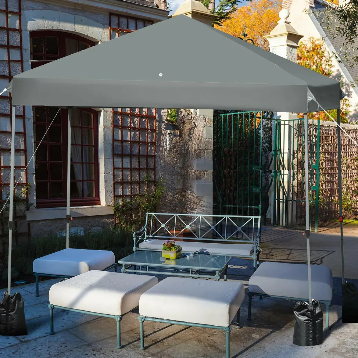 8 x 8 Ft Outdoor Pop up Canopy Tent, Outdoor Commercial Instant Shelter w/Roller Bag and Sand Bags