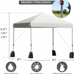 8 x 8 Ft Outdoor Pop up Canopy Tent, Outdoor Commercial Instant Shelter w/Roller Bag and Sand Bags
