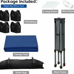 8 x 8 Ft Outdoor Pop up Canopy Tent, Outdoor Commercial Instant Shelter w/Roller Bag and Sand Bags