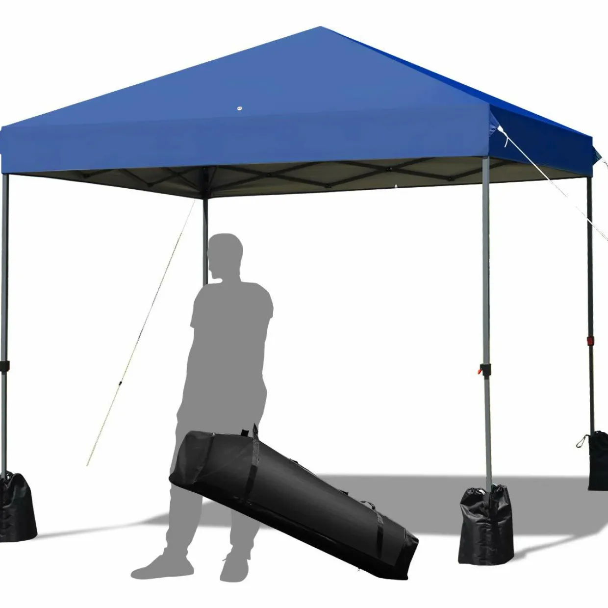 8 x 8 Ft Outdoor Pop up Canopy Tent, Outdoor Commercial Instant Shelter w/Roller Bag and Sand Bags
