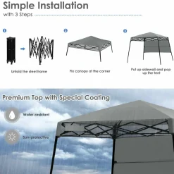 7 x 7 Ft Pop-up Canopy Tent, Outdoor Slant Leg Canopy Shelter with Carry Bag & 4 Stakes
