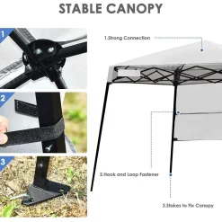 7 x 7 Ft Pop-up Canopy Tent, Outdoor Slant Leg Canopy Shelter with Carry Bag & 4 Stakes