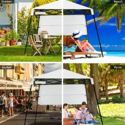 7 x 7 Ft Pop-up Canopy Tent, Outdoor Slant Leg Canopy Shelter with Carry Bag & 4 Stakes