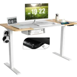 55"x 28" Height Adjustable Electric Standing Desk, Sit Stand Desk w/Control Panel & USB Port